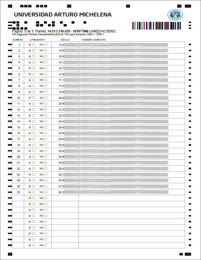 Lista de Presentación